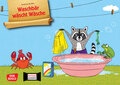 Waschbär wäscht Wäsche. Kamishibai-Bildkartenset
