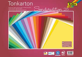 Produktbild von Bastelkarton-Mix 220 g/m² 35 x 50 cm, 25 Farben, 25 Bogen