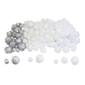 Produktbild von Pompon-Set weiß ø 1,5 - 3 cm, 200 Stück