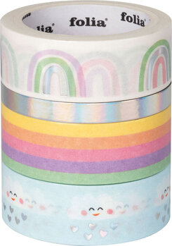 Produktbild von Washi-Tape HOTFOIL Regenbogen-Wolken 4er-Set 4 Rollen L à 5 m: 3x B 1,5 cm, 1x B 0,5 cm