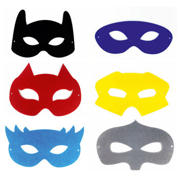 Produktbild von Filzmasken Superkids 6 Farben / Designs 12 Stück