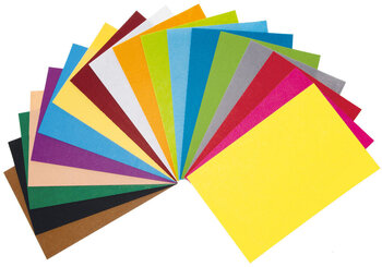 Produktbild von Bastelfilz-Zuschnitte - 18 Farben 2 mm stark, 20 x 30 cm, 54 Bogen