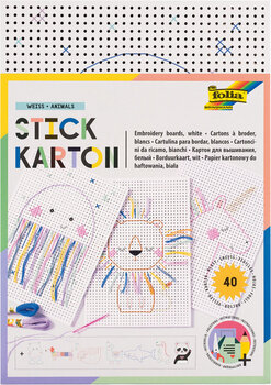 Produktbild von Stickkarton weiß - Tiere, 10 Motive, B 17,5 x H 24,5 cm, 40 Blatt