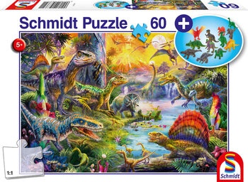 Produktbild von Schmidt Puzzle "Dinosaurier" inkl. Dino-Figuren 