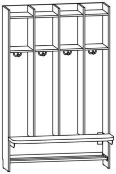 Produktbild von AROBA Kindergarten-Standgarderobe, B 100 x H 158,5 x T 52,5 cm, PG2