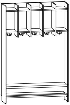 Produktbild von AROBA Krippen-Standgarderobe, B 100 x H 150,5 x T 27,5 cm, PG2