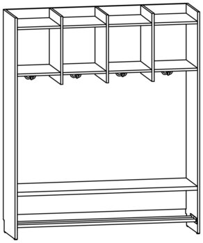 Produktbild von AROBA Kindergarten-Standgarderobe, B 132,8 x H 158,5 x T 40 cm, PG2