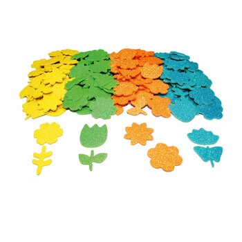 Produktbild von Moosgummi Glitzer-Sticker Blumen, 200 Stück