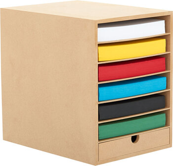 Produktbild von Papiercontainer gefüllt mit Tonpapier, DIN A4, 6 Fächer