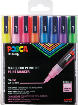 Produktbild von Uni Posca Glitter Marker 8er-Etui, fein, 0,9 - 1,3 mm