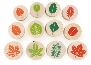 Produktbild von Holzstempel-Set Blätter, 12 Stück 