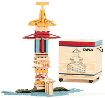 Produktbild von KAPLA® Millennium mixed – 1.000 Holzplättchen (800 natur/200 bunt)
