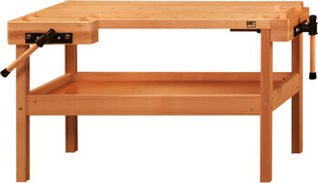 Produktbild von Werkbank Modell 32/33 – für bis zu 2 Arbeitsplätze. Modell 32/Höhe 64 cm