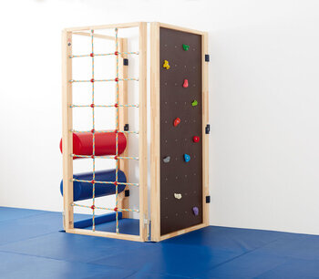 Produktbild von Turn- und Kletterwand, 3-teilig, Kletterwand, Kletternetz und Rollenelement