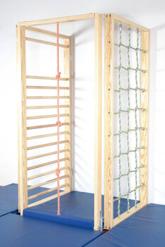 Produktbild von Turn- und Kletterwand, 3-teilig, Sprossenwand, Kletterseil und Kletternetz