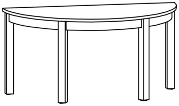 Produktbild von Halbrundtisch mit Schichtstoffplatte, ø 120 x B 60 x H 76 cm