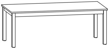 Produktbild von Rechtecktisch mit Massivholzplatte, L 160 x B 80 x H 68 cm
