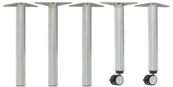 Produktbild von Metall-Tischbeine für Tischplatten, 5er-Set mit 2 Feststellrollen