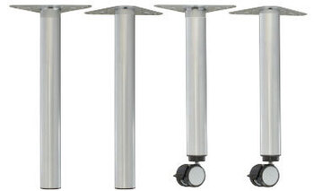 Produktbild von Metall-Tischbeine für Tischplatten, 4er-Set mit 2 Feststellrollen