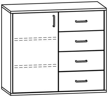 Produktbild von mobiLINE Schrank, B 90,5 x H 78,7 x T 40 cm, Fronten farbig