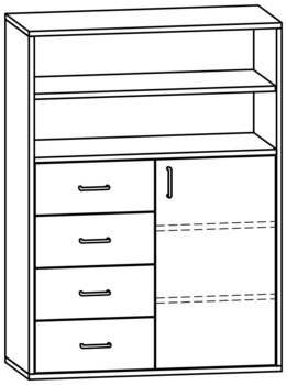 Produktbild von mobiLINE Schrank, B 90,5 x H 123,5 x T 40 cm, Fronten farbig