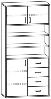 Produktbild von mobiLINE Hochschrank, B 90,5 x H 184,3 x T 40 cm, Fronten farbig