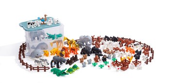 Produktbild von Klemmbausteine Junior Tiere und Zäune, 100 Teile inkl. Box