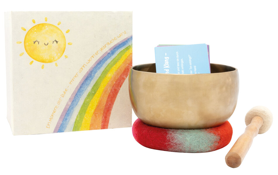 Regenbogenklang - Nepal-Klangschale mit Box und Ka