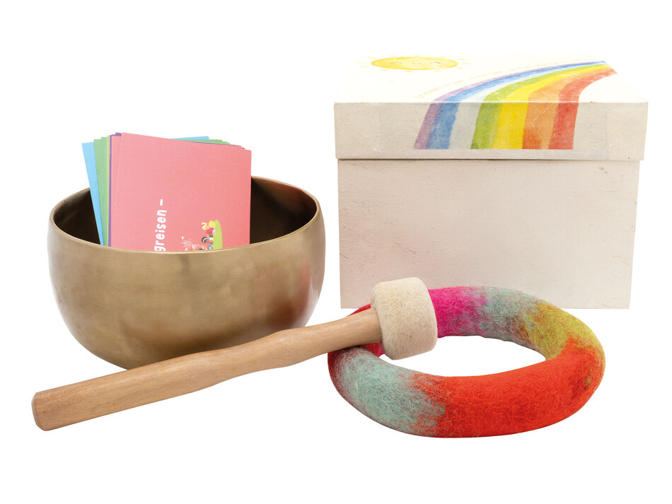 Regenbogenklang - Nepal-Klangschale mit Box und Ka