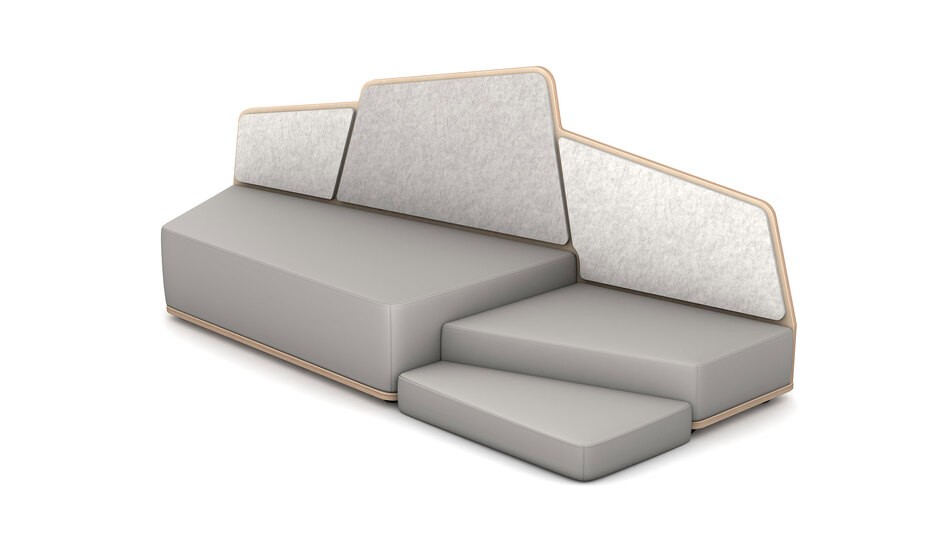 Sofa Edge mit zweiter Ebene in felsgrau