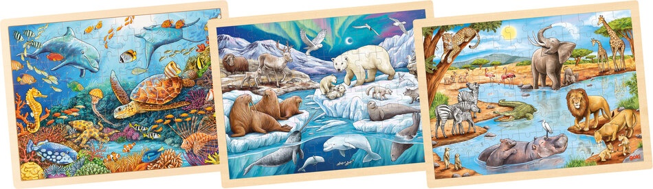 Einlegepuzzle-Set Tiere, 3-teilig