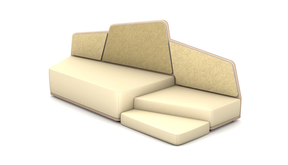 Sofa Edge mit zweiter Ebene in vanille