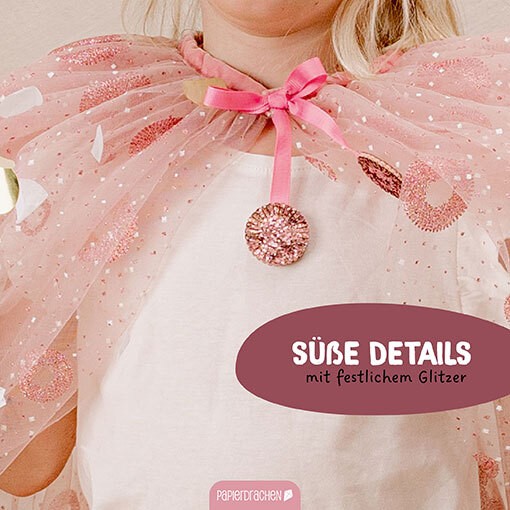 Tüll Cape mit Glitzer - rosa
