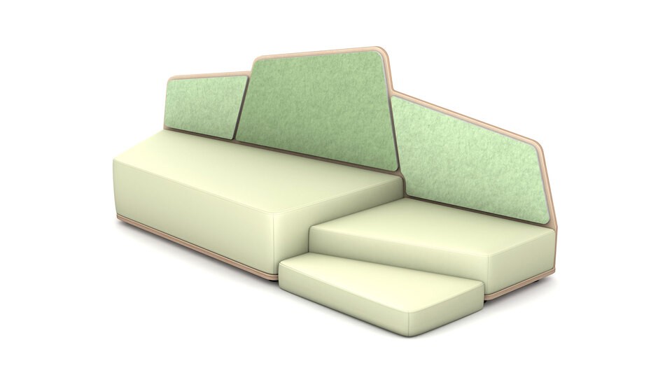 Sofa Edge mit zweiter Ebene in lindgrün