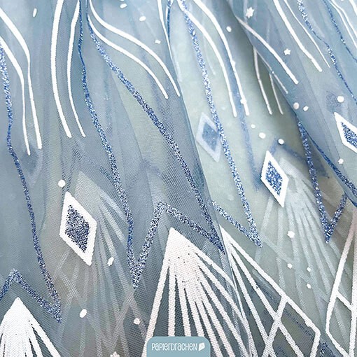 Tüll Cape mit Glitzer - blau