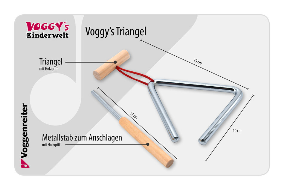 Triangel inkl. Schlägel mit Abmessungen