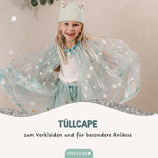 Tüll Cape mit Glitzer - mint