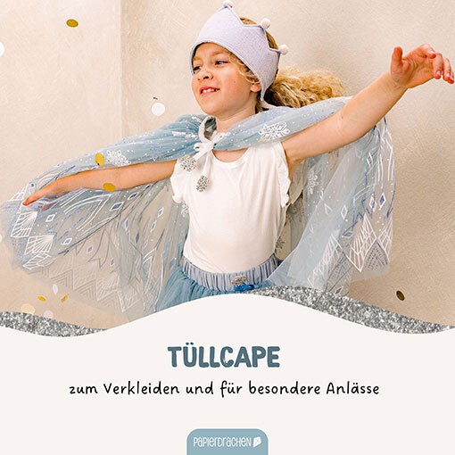 Tüll Cape mit Glitzer - blau