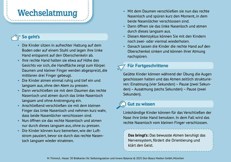 30 Bildkarten für Selbstregulation und innere Bala