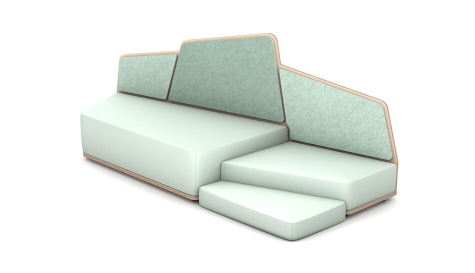 Sofa Edge mit zweiter Ebene in eisblau