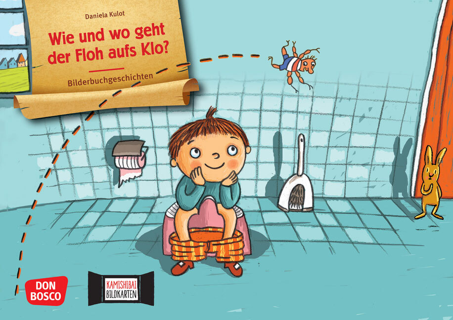 Wie und wo geht der Floh aufs Klo? Kamishibai-Bild