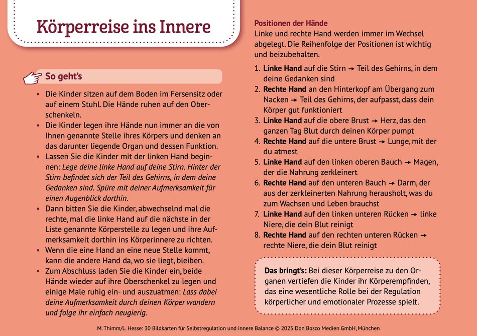 30 Bildkarten für Selbstregulation und innere Bala