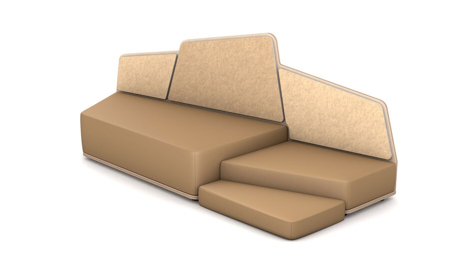 Sofa Edge mit zweiter Ebene in hellbraun