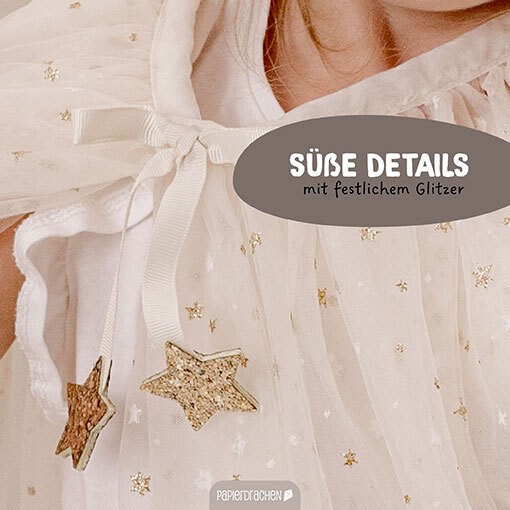 Tüll Cape mit Glitzer - beige