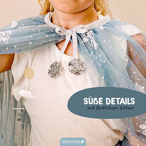 Tüll Cape mit Glitzer - blau