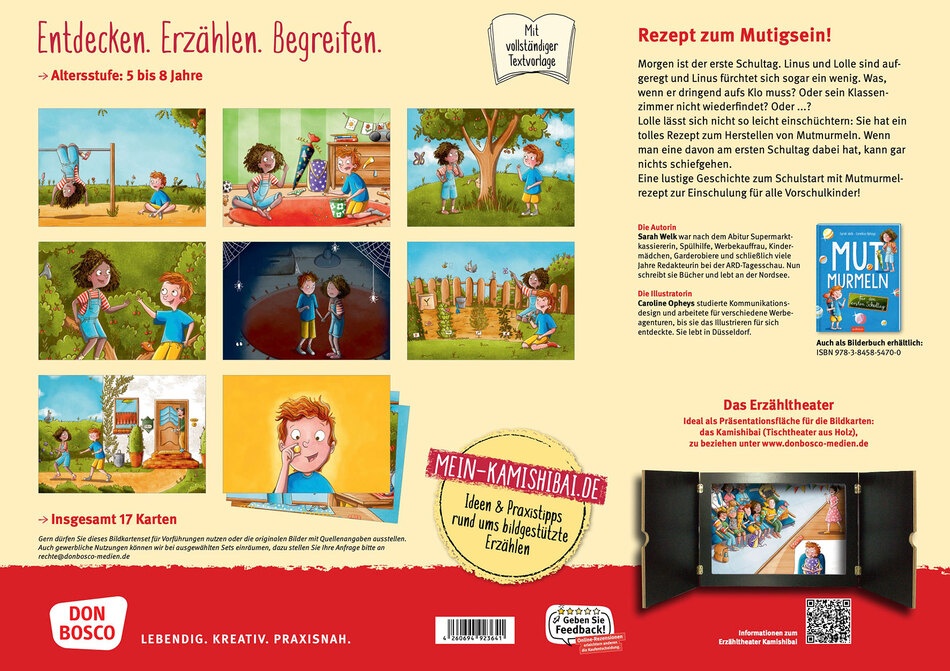 Mutmurmeln für den ersten Schultag. Kamishibai-Bil