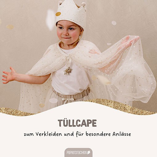 Tüll Cape mit Glitzer - beige