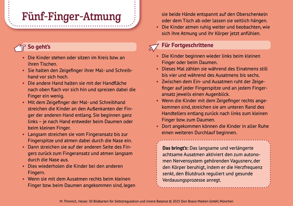 30 Bildkarten für Selbstregulation und innere Bala