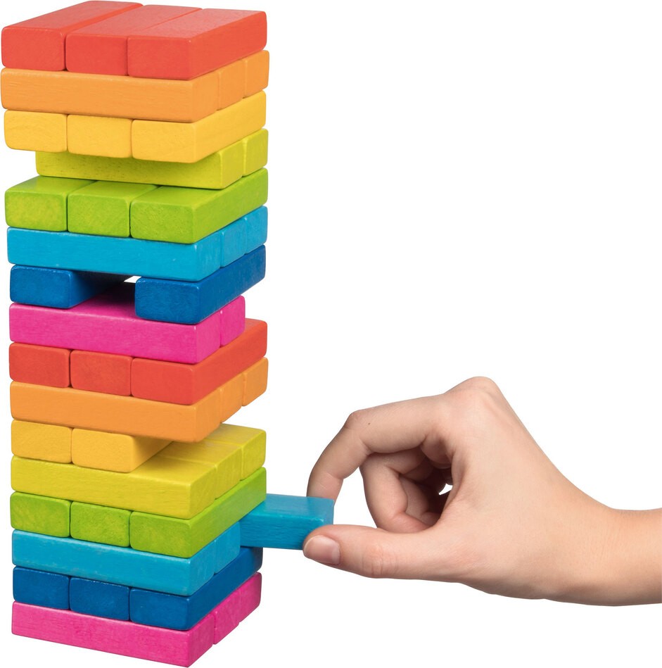 Wackelturm Regenbogen mit Hand