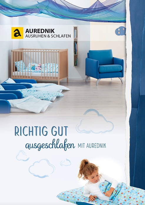Titelbild des Flyers über Schlafräume mit den Produkten von Aurednik